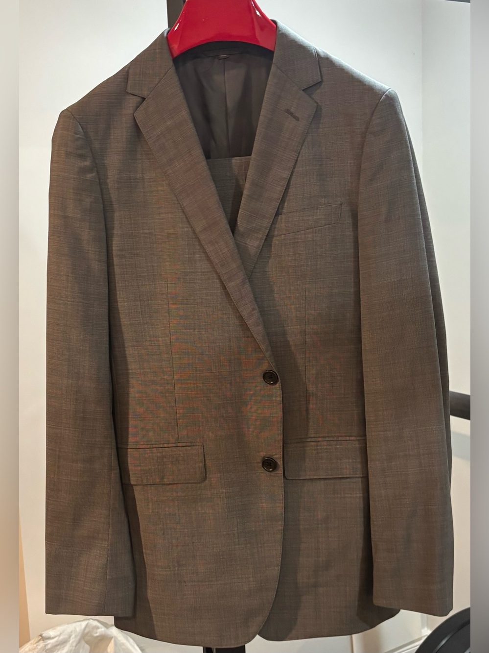 Bonobos 2 Piece Suit Mens 38L Gray Birds Eye Weave Slim Fit Marlane 31x34.5
